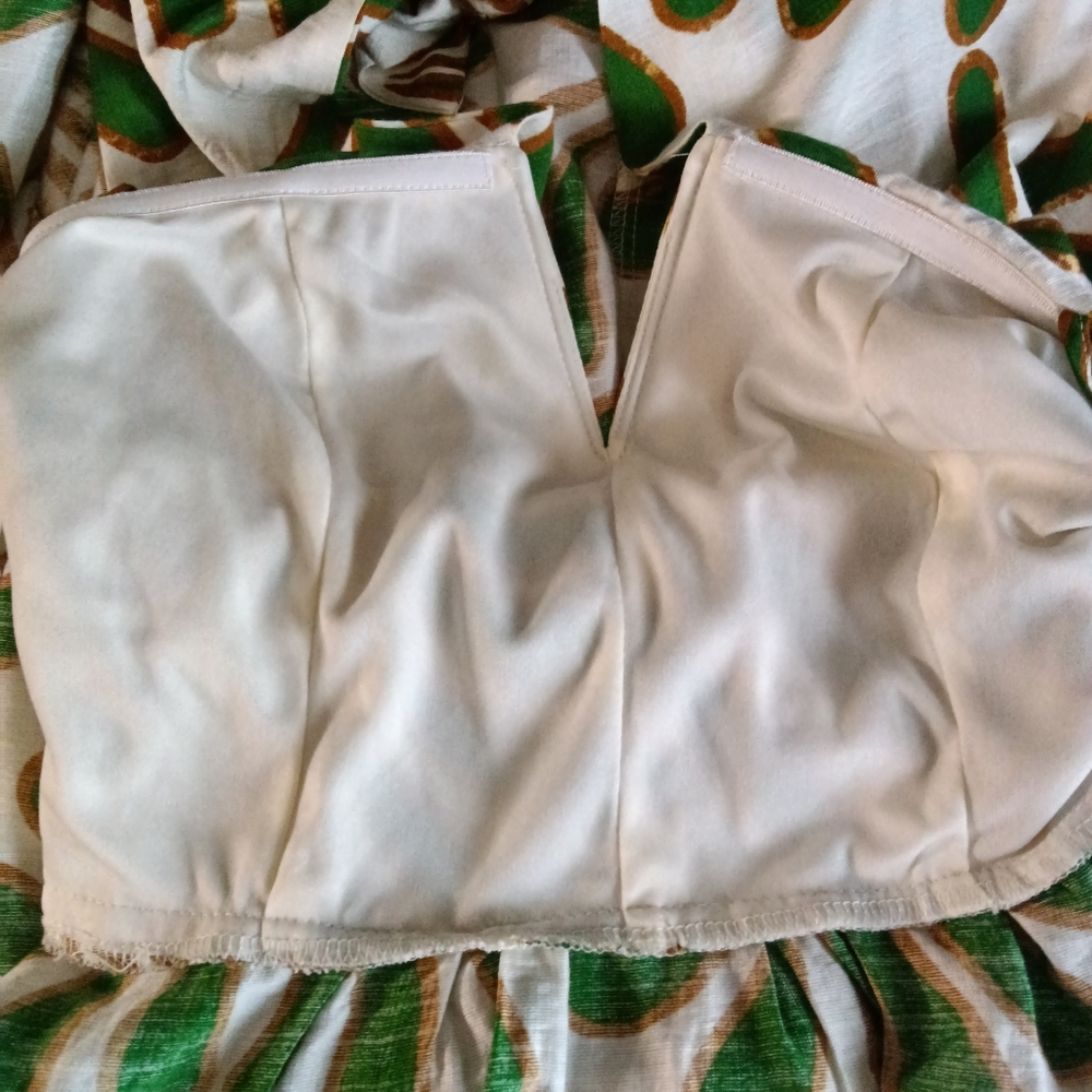 Aakaa Halter Maxi Dress Green & Brown Palm Print Spaghetti Straps Size S NWT - Picture 12 of 15